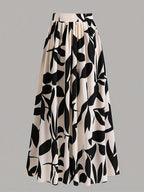 New Spring/Summer/Autumn Women's Printed High-Waist A-Line Skirt, Summer Vacation Dress - Apricot