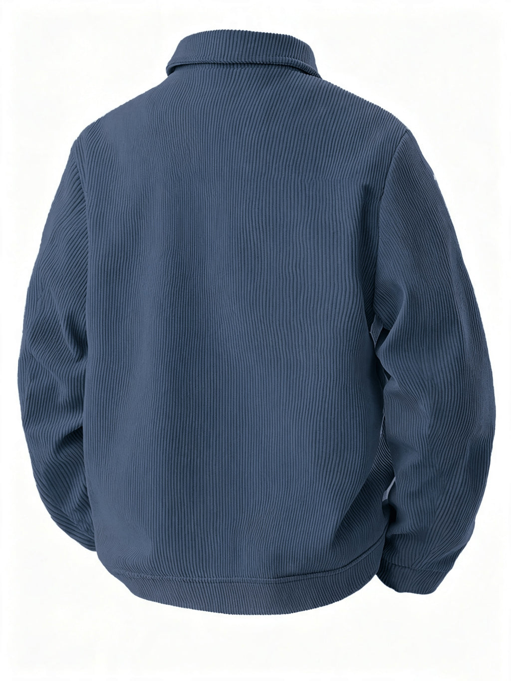 Men'S Trendy Corduroy Lapel Cargo Jacket Solid Vertical Texture Casual Long Sleeve Jacket Commuter Top - Blue