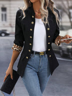 Women's Stand Collar Jacket - Black