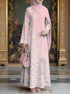 New 2026 Special Edition, Muslim Thobe Style, Muslim Women's Long Dress, Middle Eastern Traditional Cultural Attire, Suitable for Malaysian Women, Middle Eastern Women's Fashion Vintage Art Style, Comfortable and Breathable Digital Print Fabric - Mixed colors