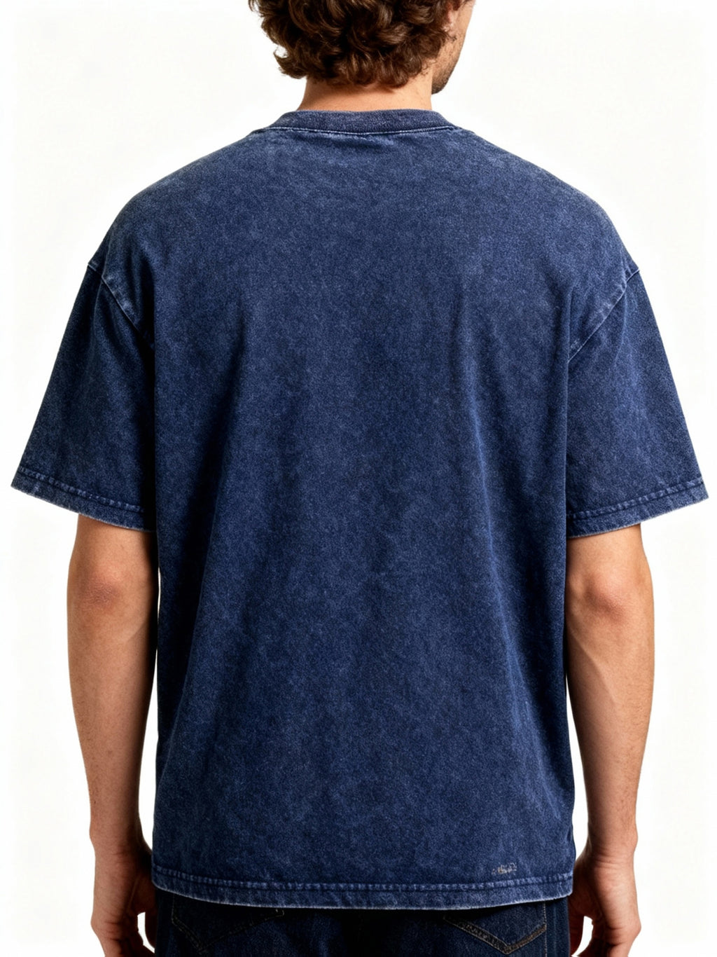 Spring Summer Fall New 240G Heavyweight Denim Washed T-Shirt Pocket Style Short Sleeve Loose American Vintage Trendy Brand Short Sleeve T-Shirt Men'S T-Shirt - Royal Blue