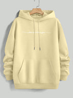 Men'S Yellow Hoodie with "And We'll Love You" Print - Cozy Fleece-Lined Pullover with Kangaroo Pocket, Casual Drawstring Hooded Sweatshirt for Spring & Fall, Comfortable Clothing | Relaxed Fit Hoodie | Fleece Lined Hoodie - Apricot
