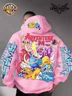 Warner Official Men'S Hoodie, Adventure Treasure Colorful Hot Blood Adventure Trend Printed Design, Machine Washable, Warm And Casual for Autumn And Winter, Daily Drawstring Hoodie, Multi-Functional Sports And Leisure Loose Version - Pink Color