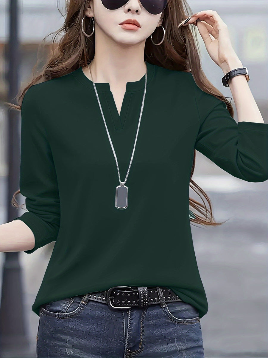 Elegant Fashionable Women'S Top | Solid Color, Regular Length, Suitable For Spring/Summer - Dark Green