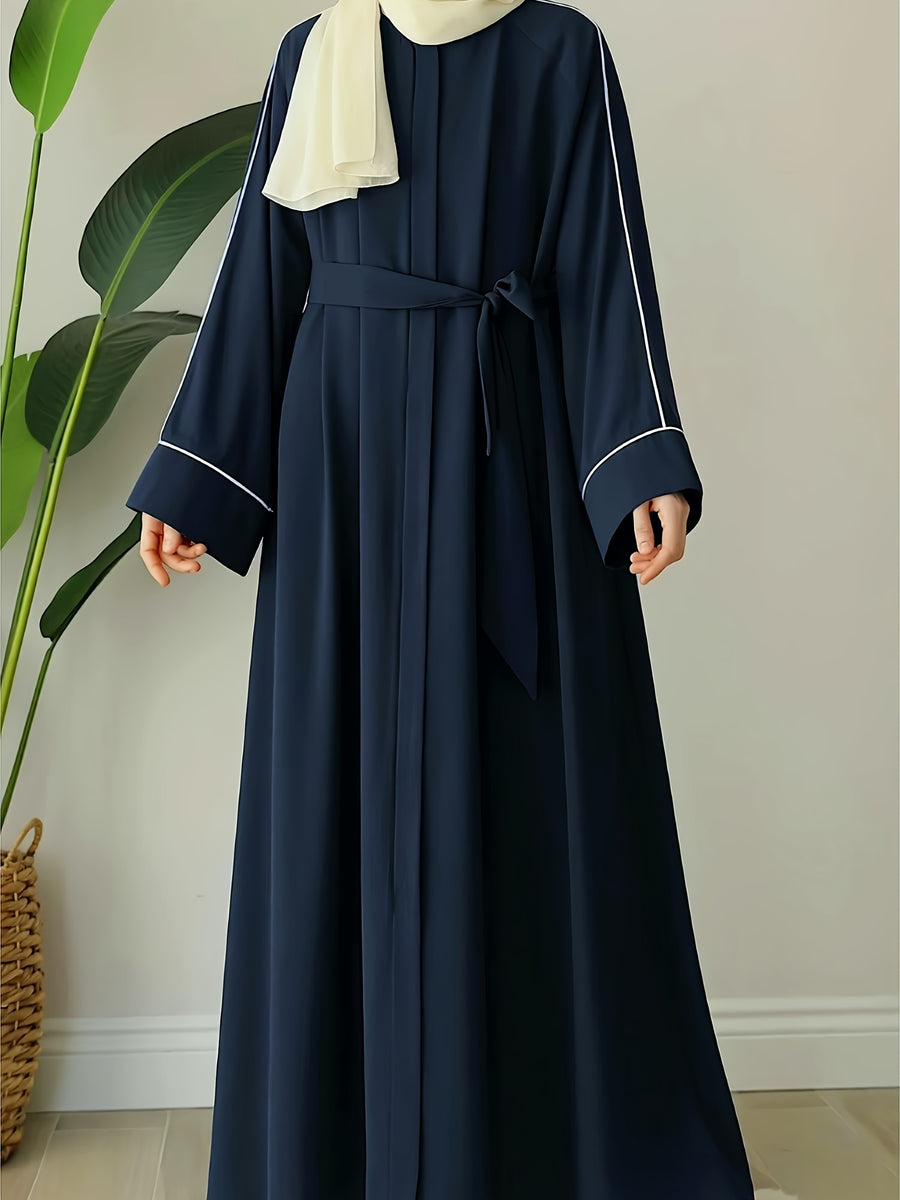 Middle Eastern Muslim Solid Comfortable Robe 8356 - Navy Color