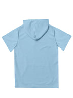 2pcs Men's Waffle Knit Short-Sleeve Hoodie with Kangaroo Pocket, Soft and Breathable Fabric, Multiple Color Options, Versatile, Simple, Stylish, and Casual for Daily Wear or Sports, a Great Choice for Holiday Gifts for Fathers, Partners, and Friends - Sky Blue+Khaki
