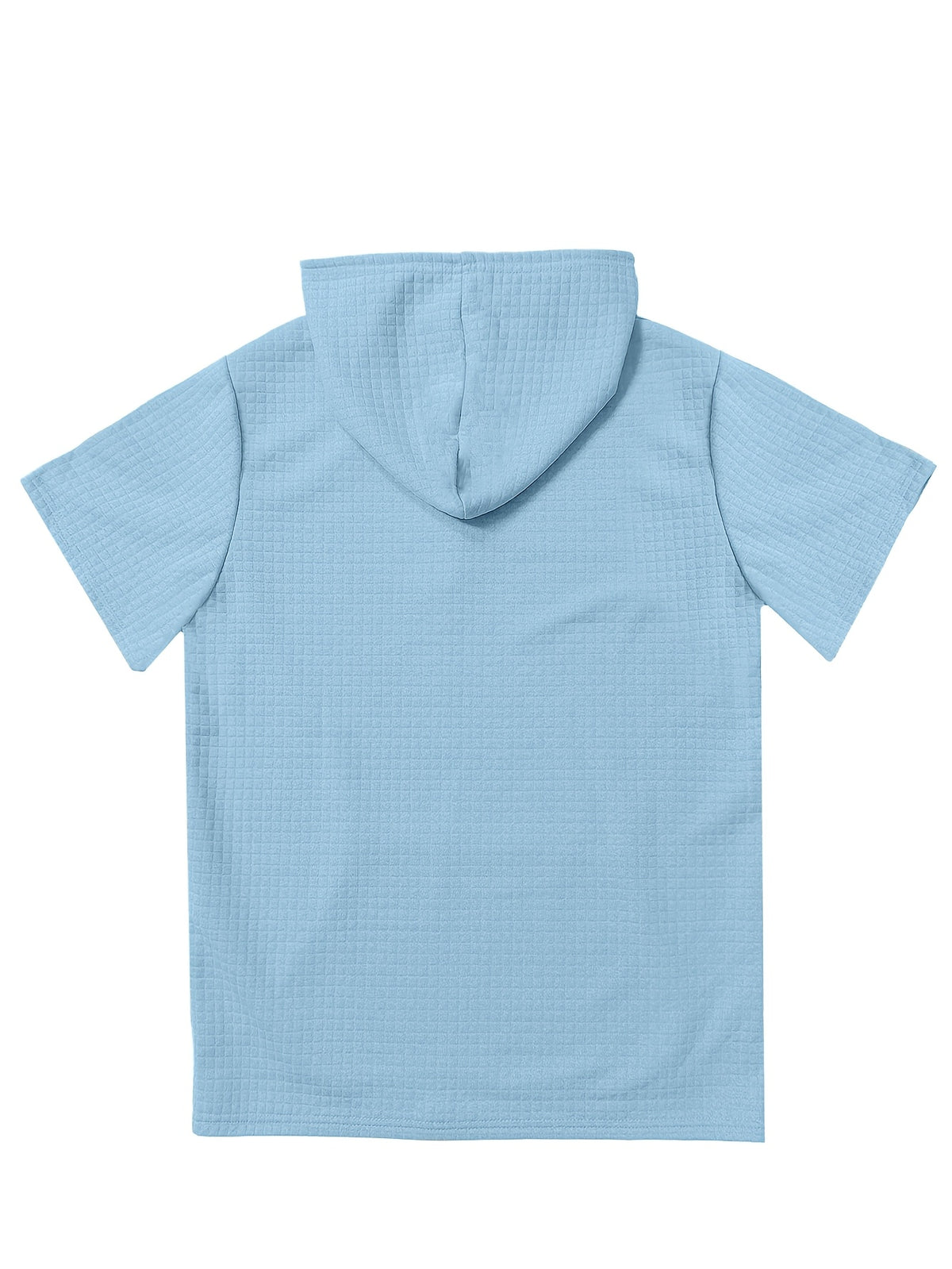 2pcs Men's Waffle Knit Short-Sleeve Hoodie with Kangaroo Pocket, Soft and Breathable Fabric, Multiple Color Options, Versatile, Simple, Stylish, and Casual for Daily Wear or Sports, a Great Choice for Holiday Gifts for Fathers, Partners, and Friends - Sky Blue+Khaki