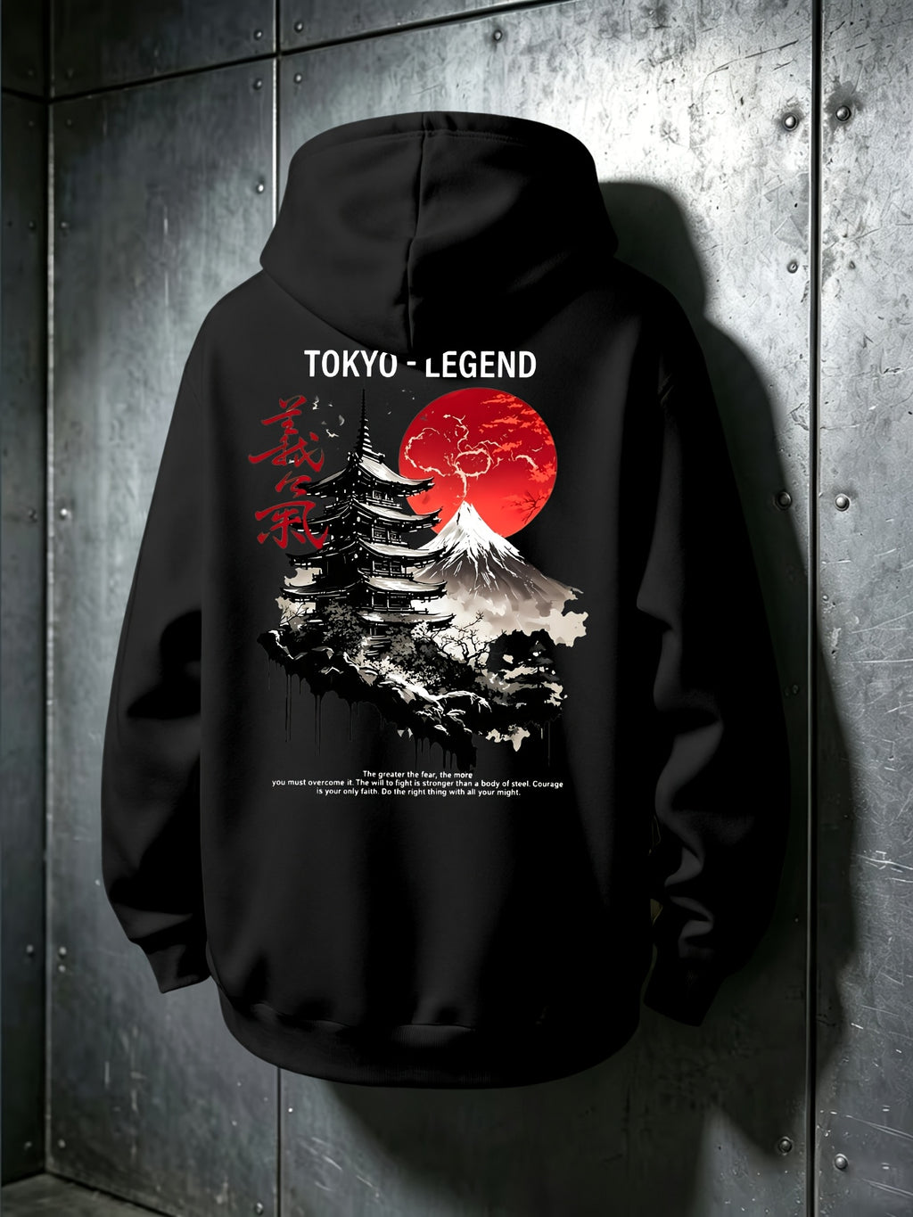 Men'S Autumn Winter Letter Print Hooded Sweatshirt, Versatile Sport Casual Loose Hoodie - Black
