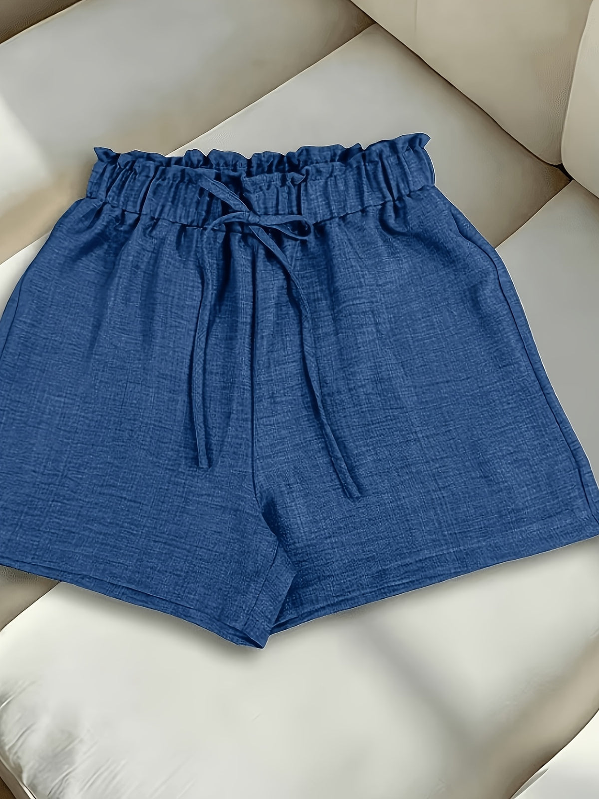 Extended Fake Drawstring Shorts - Navy Color