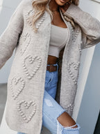 New Stylish and Elegant Three-Dimensional Heart Design Women's Cardigan - Light Grey