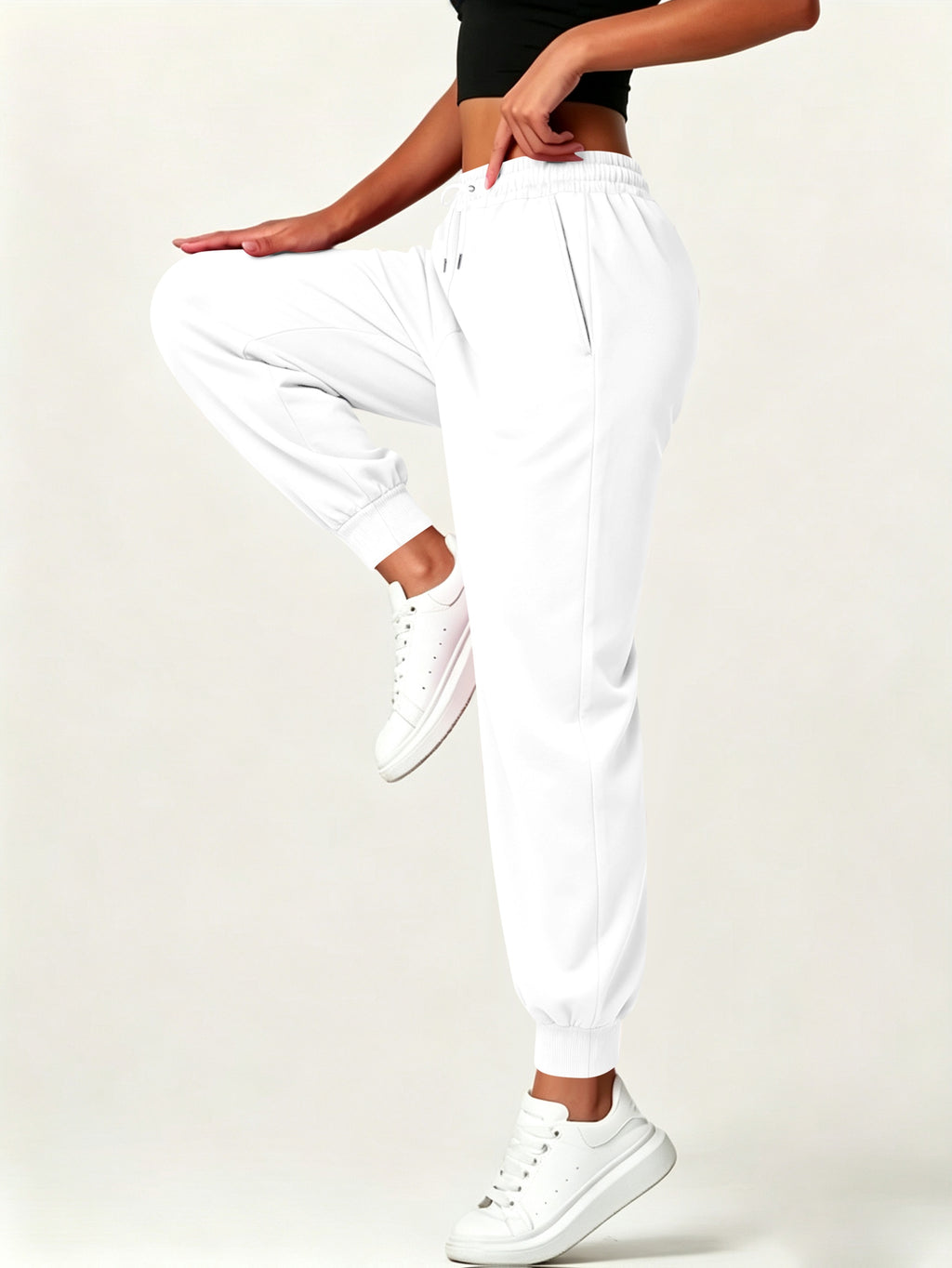 Autumn-Winter Women'S Casual Pants with Pockets - White