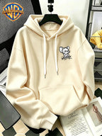 Halloween/Back to School/Date Night/Father'S Day Gift Choice - Sketch Style Cute Little Mouse Print Hoodie - Men'S Essential Hoodie with Pockets And Drawstring Design, Ideal for Warmth, Perfect for Casual Wear Or Outdoor Activities - Unisex - Apricot