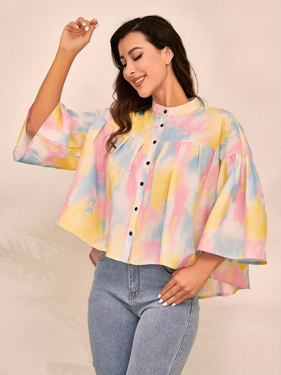 2024 Fashion Women'S Top, Long Version Three-Quarter Sleeve Shirt - Mixed Color