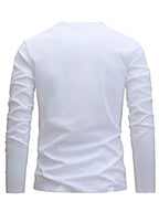 100% Cotton Men's T-Shirt, Spring/Autumn Long Sleeve, Standard Fit, Daily Casual Versatile Top, Fashionable, Elegant, , and Fun Print - White