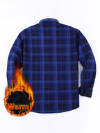 2026 Men's Plaid Shirt - Color Block Design, Brushed Lining, Warm Winter Flannel (Casual & Outdoor) Color Block Lining, Cold Weather Flannel for Outdoor Bold Color Block, Brushed Interior, Urban Style - Peacock Blue