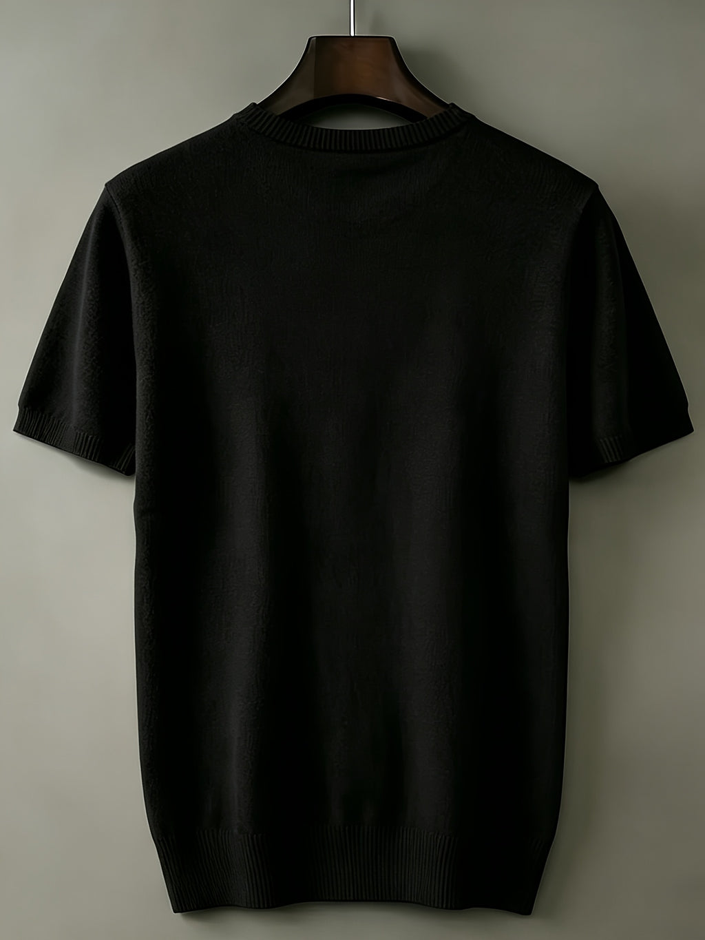 Men's Breathable Short Sleeve T-Shirt - Solid Color Round Neck Base Layer, Casual & Business Versatile Opaque Shirt, Machine Washable Suitable for Office Wear, Layering, Everyday Use - Black