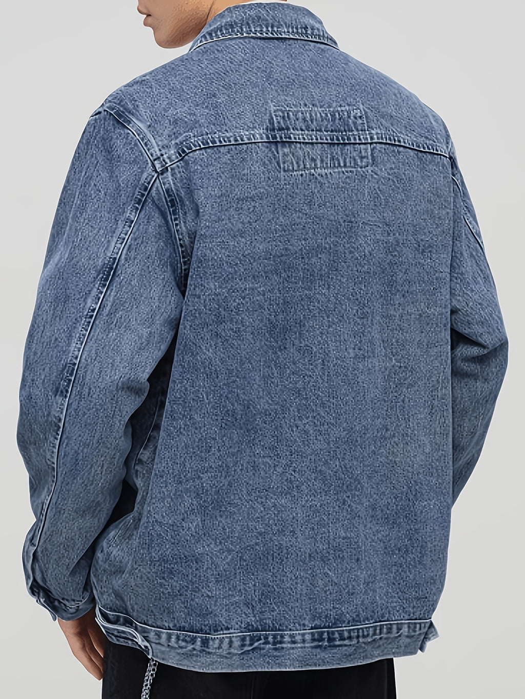 American-style Swagger Cowboy Single-Breasted Jacket, Ins High Street Trend, Casual and Versatile Washed Men's Denim Jacket, Plus Size - Blue