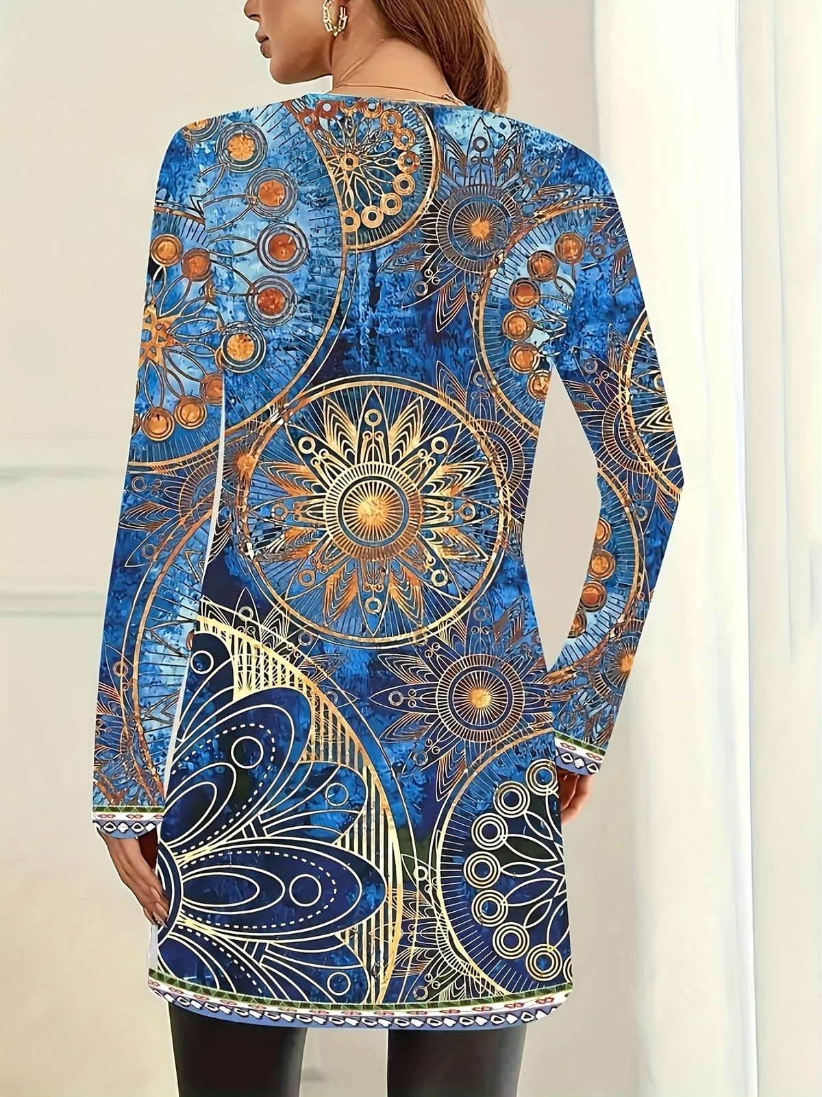 Women's New Bohemian Long Print Cardigan Shawl Top - Mixed colors