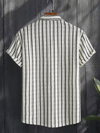 Men's Fashion New Arrival Color-Block Striped Textured Fabric, Soft to the Touch with Built-in Stretch, Breathable and Non-Stuffy, Simple Cut Suitable for Daily Casual Wear, Simple and Versatile for Outings, Commuting, and Street Style, Summer New - Apricot
