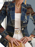 This Stylish And Elegant Women'S Blazer Is Designed Specifically for Spring And Autumn. As a Versatile Lapel Jacket, It Is Suitable for a Wide Range of Occasions, Offering a Look That Is Both Creative And Highly Fashionable - Brown on blue