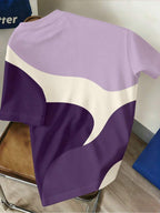 Ins-style Simple and Versatile Round-neck Short-sleeve Top with Green and White Wavy Color-block Contrast and Letter Print Design. A Fashionable, Thin, and Breathable T-shirt That Is Machine Washable. Suitable for Daily Commutes, Outdoor Sports - Mixed Color 4