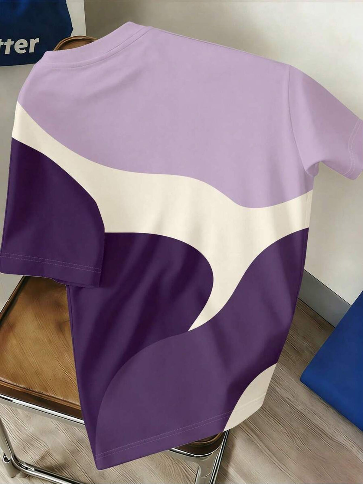 Ins-style Simple and Versatile Round-neck Short-sleeve Top with Green and White Wavy Color-block Contrast and Letter Print Design. A Fashionable, Thin, and Breathable T-shirt That Is Machine Washable. Suitable for Daily Commutes, Outdoor Sports - Mixed Color 4