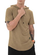 Men'S Short Sleeve Hoodie T-Shirt - Camel