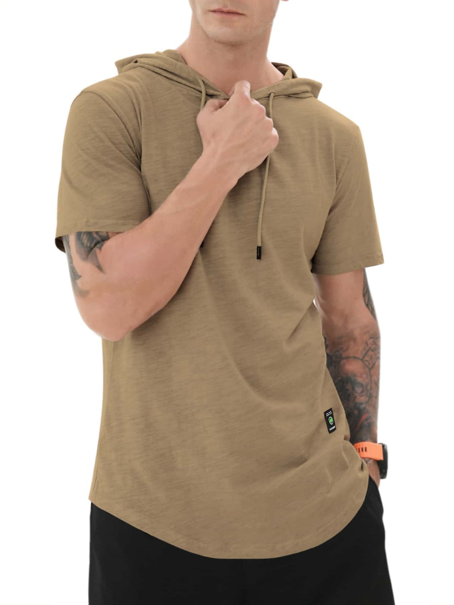 Men'S Short Sleeve Hoodie T-Shirt - Camel