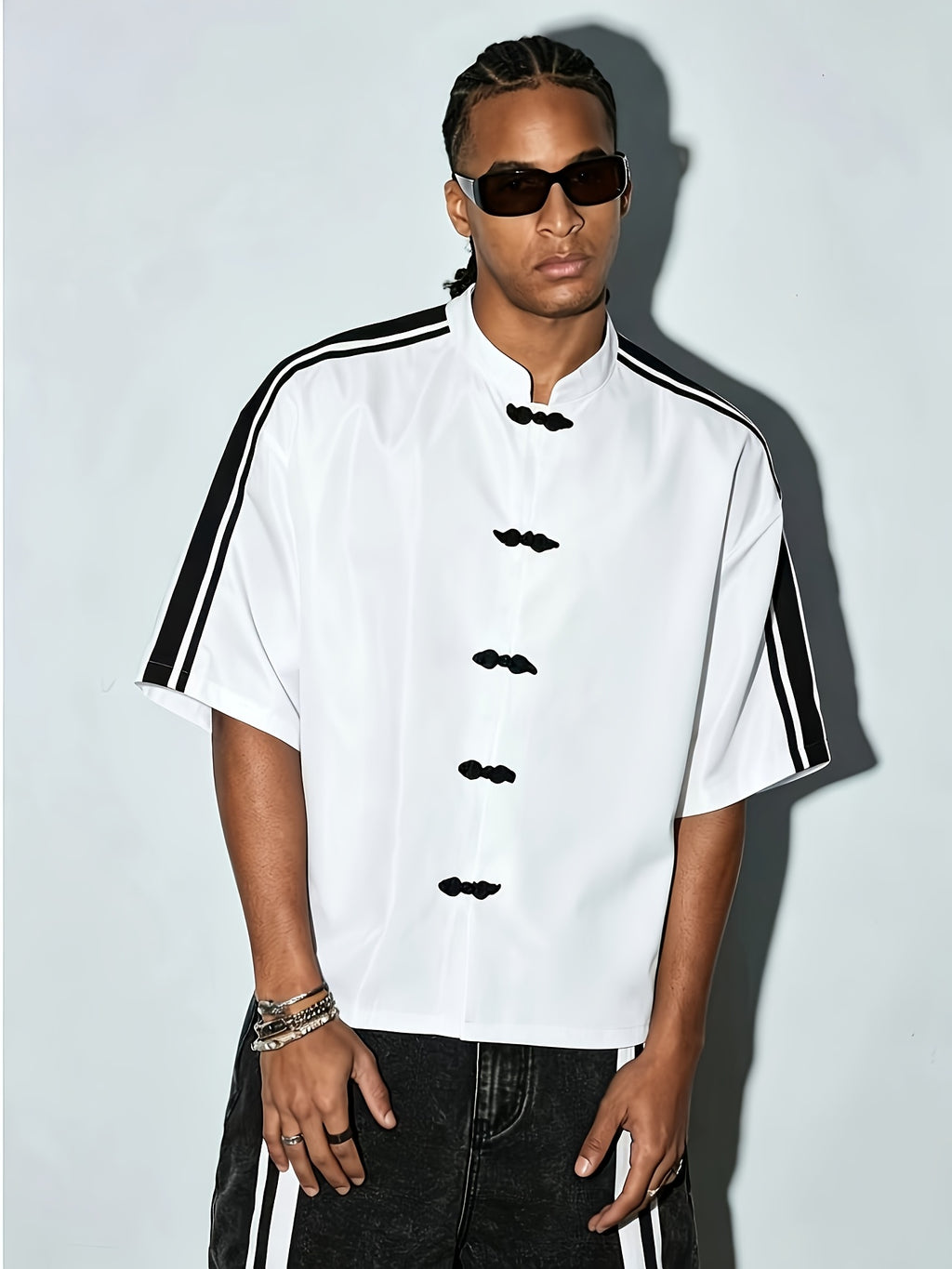 Men's Casual Street Trendy Short Sleeved Shirt - White