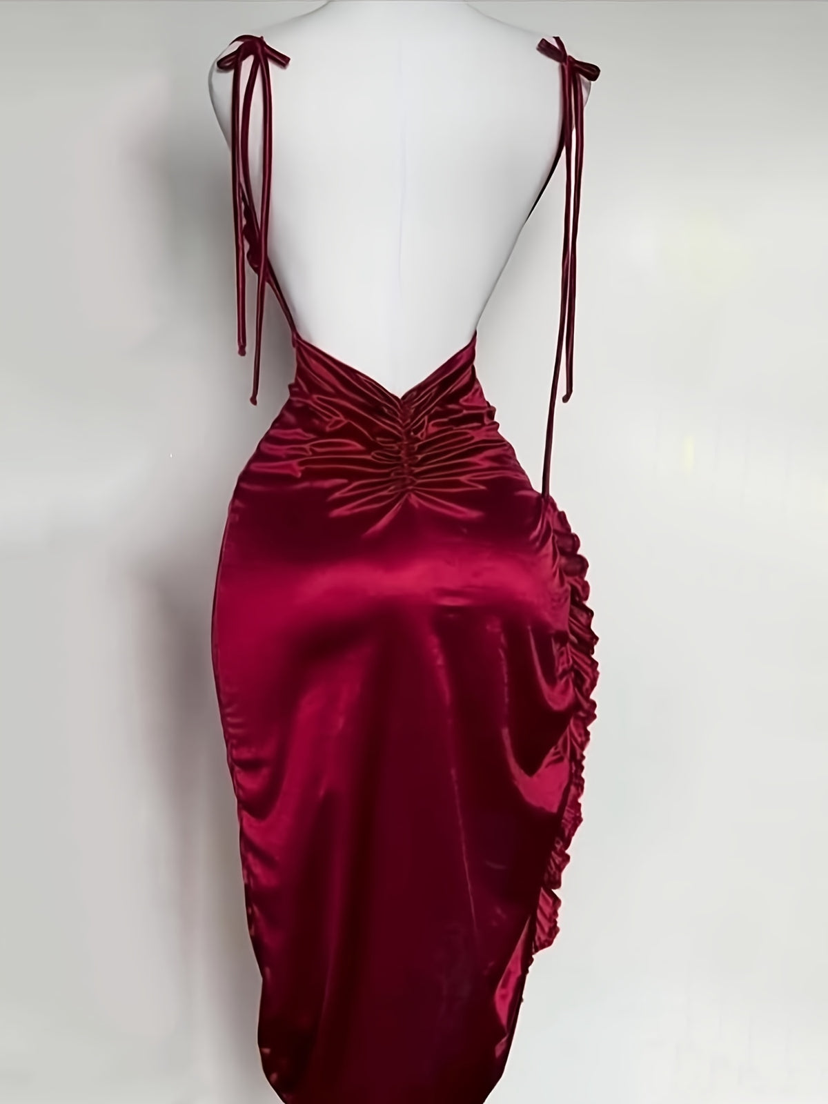 Y2K Asymmetrical Ruffle Dress, Suitable for Vacation Dresses, Easter Beachwear, Hawaiian Music Festival, Tropical Vacation Outfits, Christmas, Thanksgiving, New Year's Eve Party Dress, Niannian - Burgundy