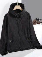 Summer Lightweight Cool Beach Ultra-Thin Fabric Breathable Quick-Dry Hooded Fishing Shirt Men Women Summer Solid Color Skin-Friendly Thin Breathable Couple Hiking Riding Mountain Beach Fishing Suit Cooling Shirt - Black