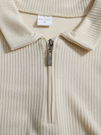 Men's Autumn/Winter Outdoor Sports Long-Sleeve Polo Shirt, Casual Half-Zip Printed Lapel Shirt - Khaki