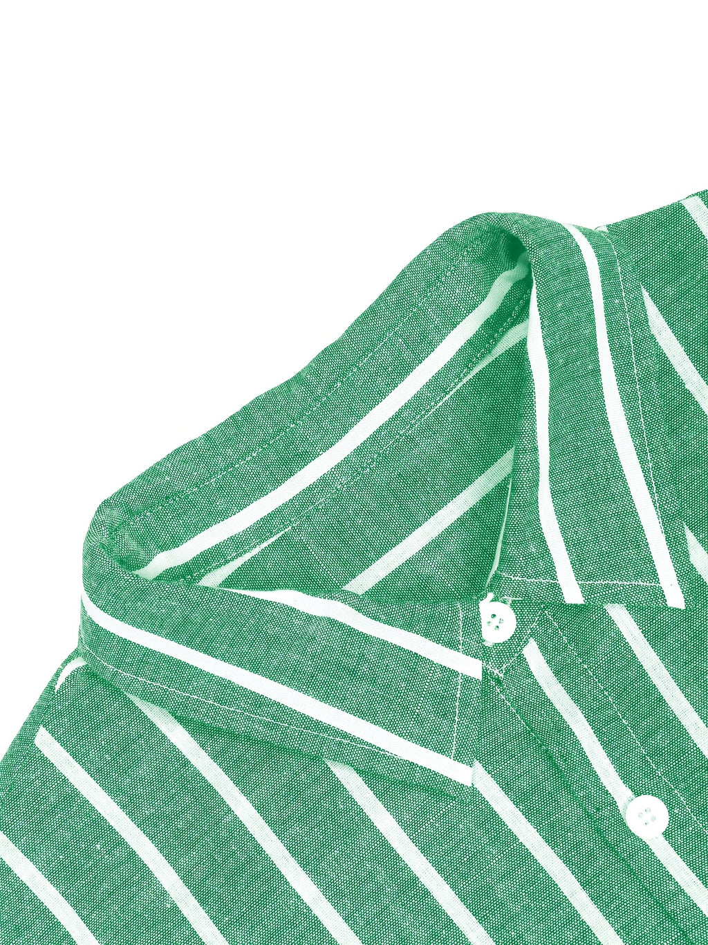 Men'S Long Sleeve Business Shirt, Regular Fit, Fashionable Casual Textured Striped Linen-Like Comfortable Breathable Light Business Collar Shirt (Back Double Layer Pleating Craft) Suitable for Office, Weddings, And Formal Occasions - Green