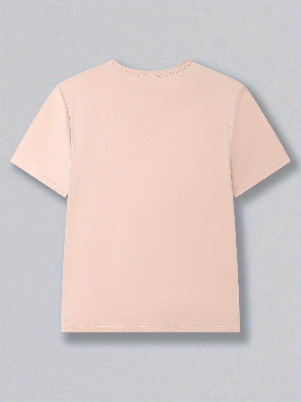 Women's Casual Short Sleeve T-Shirt - Smile Text & Geometric Print, Breathable Round Neck Summer Top, Machine Washable Regular Fit Tee for Casual Attire, Ladies Tshirts, Minimalist Design, Soft Fabric Material - Apricot