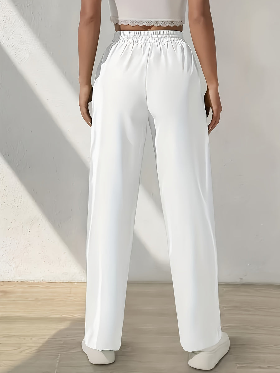 Air Layer Wide-Leg Pants Women'S 2025 Summer Thin New Small Size Casual Straight-Leg Drape Suit Pants - White