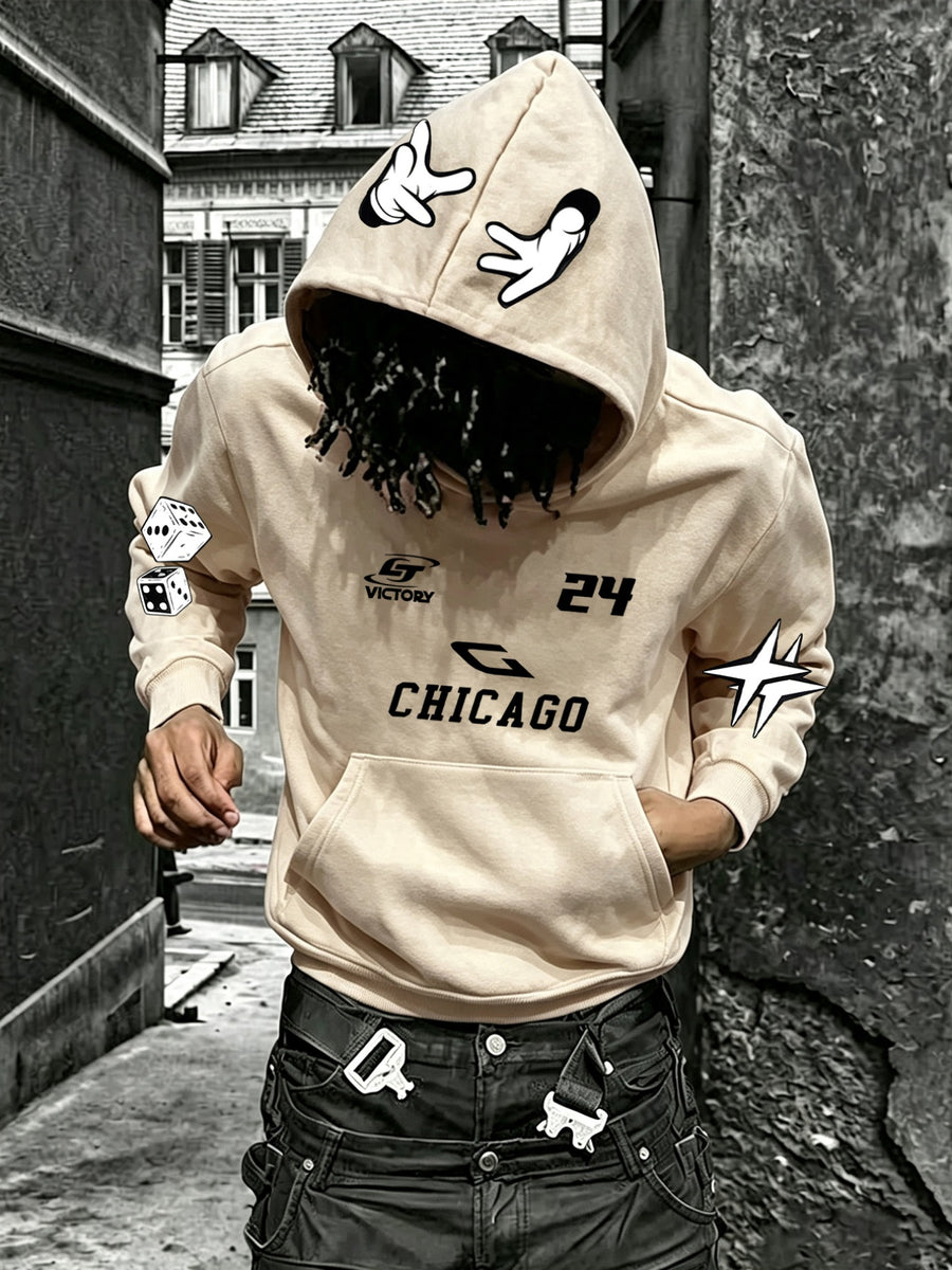 Men'S Autumn/Winter Hoodie, Victory Chicago No. 24 Print Hooded Sweatshirt, Streetwear Trendy Men'S Hoodie, Relaxed And Versatile Fit, Suitable for Casual Wear, Casual Sports Wear, Essential Men'S Autumn/Winter Hoodie - Apricot