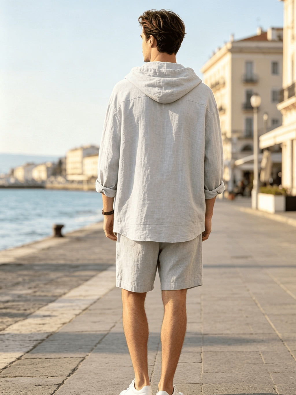 2026 New Men's Hooded Shirt, Soft and Breathable Linen Fabric, for Vacation, Travel, Leisure, Outdoor Fishing, and Beach - White