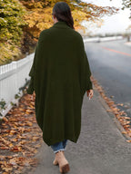 Casual Sweater with Pockets and Asymmetrical Hem, for Parties, Music Festivals, Home Decor, Back-to- Events, Gifts, and Shopping. Winter Clothing, Autumn Sweater - Dark Green
