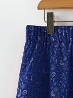 Plus Size Women'S Lace Trim Fashion Set, Suitable for Spring/Summer Vacation Casual All-Match Two-Piece Outfit - Blue