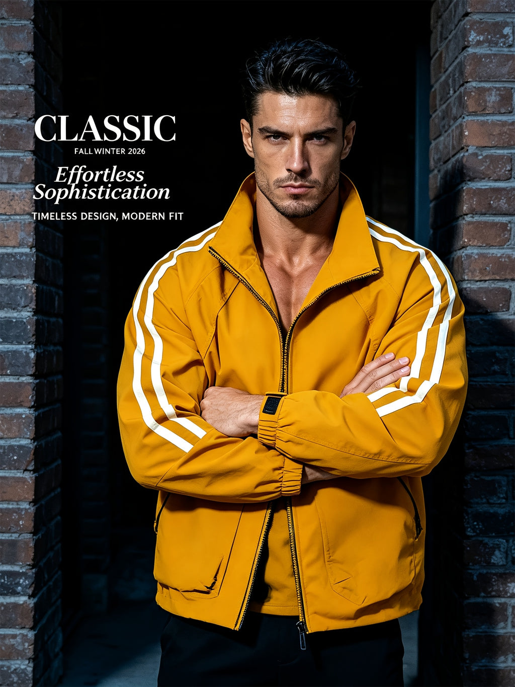 A Spring-Autumn Men'S Multi-Pocket Striped Sports Coat, a High-Quality School-Style Dress Shirt with a Campus Feel, a Comfortable Casual Windproof Jacket for Daily Use, a Stylish Bold Stripe Design for Street Fashion, And an Affordable Jacket - Golden