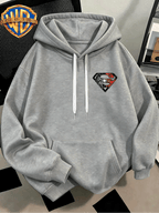 [Authorized by Warner Genuine] Fashion Hip Hop Print Fashion Brand Fashion Casual Versatile Sports Drawstring Pocket Hooded Men's Sweater, Men's Autumn and Winter Cute Casual Style, Sports Style Fashion Loose Hoodie, Daily Casual Wear. - Light Grey