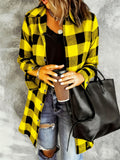 Elegant Women's Long Plaid Shirt with a Lapel Front Button- Collar, Featuring Exquisite Buttons and a Beautiful Twill Breathable Fabric, Perfect for Daily Outings and Outdoor Leisure in Spring and Autumn - Huang Haige