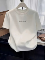 White Printed Casual T-Shirt - Stretchy Round Neck Short Sleeve Top, Suitable for Summer, Machine Washable, Comfortable for Daily Wear, Opaque Material, Stylish And Cool Summer Short Sleeve, Casual Summer T-Shirt - White