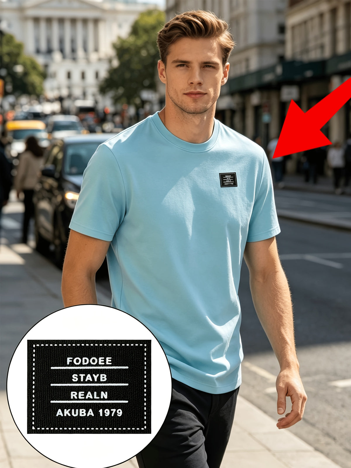 180G Summer Solid Color Pure Men'S Clothing, Multi-Color Optional T-Shirt And Chap Design (1pc) Loose Lazy Skin-Friendly Wrinkle-Free Men'S Basic Top, Short Sleeve Lightweight Breathable - Sky Blue