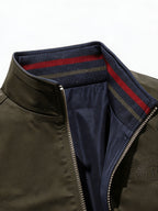 Reversible Stand-Up Collar Jacket, Spring/Autumn Casual Easy Men'S Versatile Outerwear - Olive Green