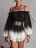 New Waist-Cinching Gradient Roadside Belt Shorts Tie-String Women'S Summer Fashion Jumpsuit Western Style Belt ASD1 - Black