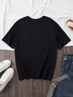 A Very Trendy Solid-color Women's Fashion T-shirt That Is Perfect for Spring and Summer, and Versatile Enough for All Seasons and All Body Types! - Black