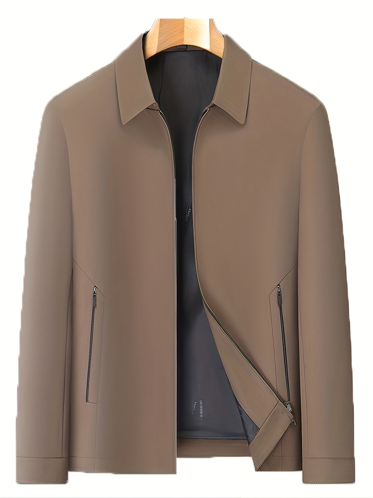 Executive Jacket, Short Style for Cadres, New Spring/Autumn Collection, Lapel Business Jacket for Middle-Aged Men - 40141-Professional Dad Style - 2593 Khaki