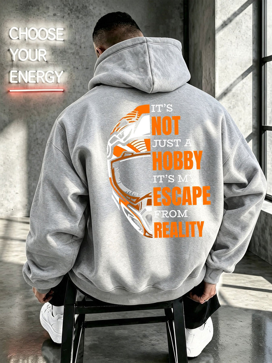 Men'S Sweatshirt IT'S NOT JUST A HOBBY Helmet Motorcycle Inspirational Text Print Western Biker Enthusiast Style Mature Men'S Top - Light Grey