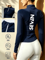 Stand-up Collar Half-zip Long-sleeve T-shirt, Autumn/winter Warm Half-high Neck Base Layer Top - Royal Blue